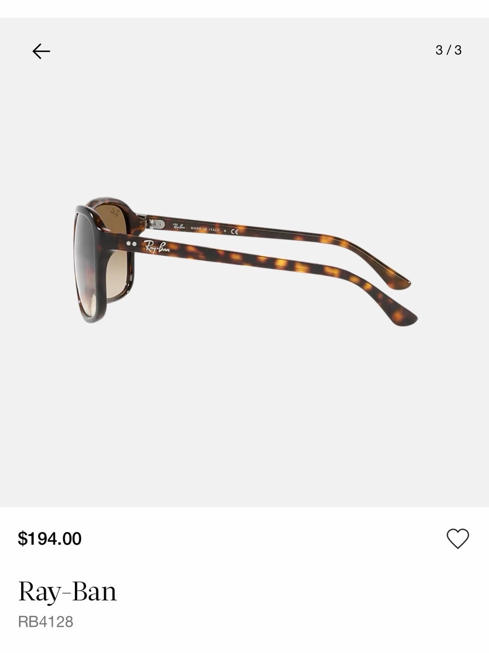 Ray-Ban Tortoise Frame Sunglasses with Brown Lenses - Picture 10 of 12